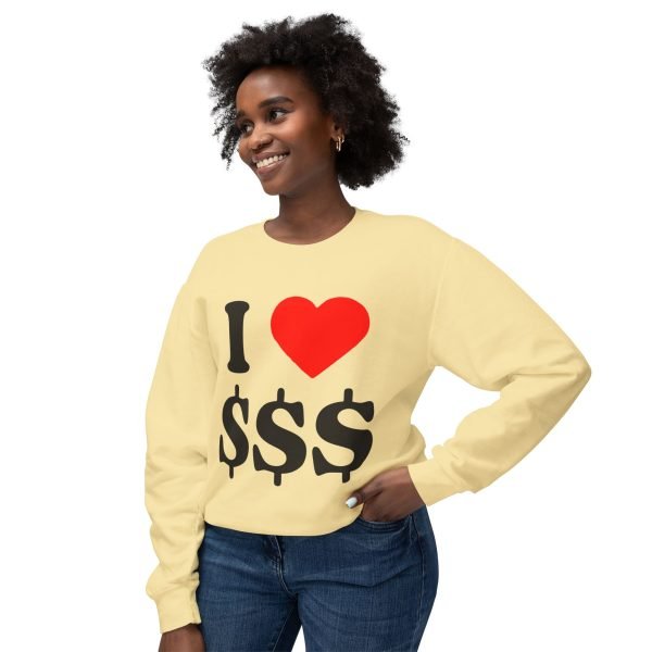 1093039649413758247_2048.jpeg I Love Money Unisex Lightweight Crewneck Sweatshirt - Casual Fashion for Budget Lovers