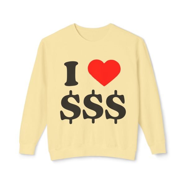 16072244273822308829_2048.jpeg I Love Money Unisex Lightweight Crewneck Sweatshirt - Casual Fashion for Budget Lovers