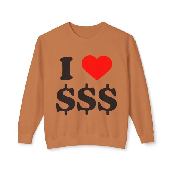 18324684322047589058_2048.jpeg I Love Money Unisex Lightweight Crewneck Sweatshirt - Casual Fashion for Budget Lovers