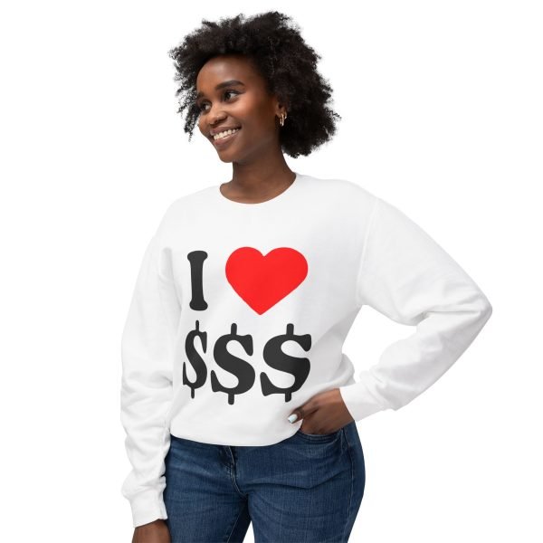 3656167739827543519_2048.jpeg I Love Money Unisex Lightweight Crewneck Sweatshirt - Casual Fashion for Budget Lovers