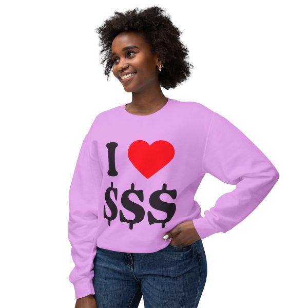 4868783116416423950_2048.jpeg I Love Money Unisex Lightweight Crewneck Sweatshirt - Casual Fashion for Budget Lovers