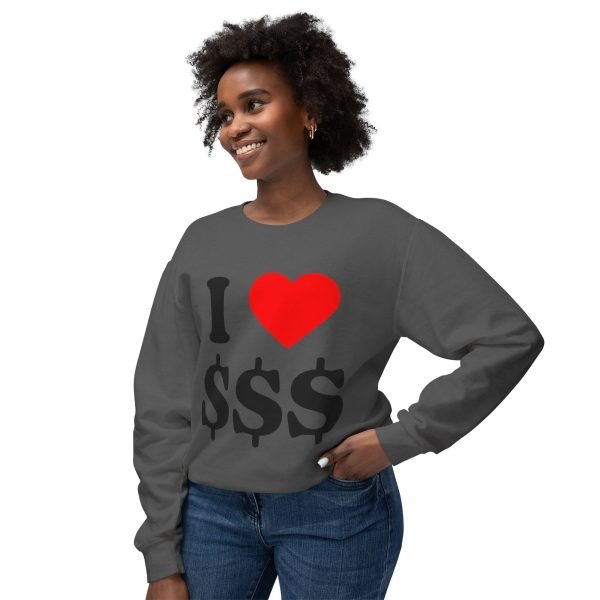 5039733984514530013_2048.jpeg I Love Money Unisex Lightweight Crewneck Sweatshirt - Casual Fashion for Budget Lovers
