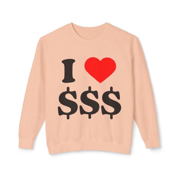 6052422466029009277_2048.jpeg I Love Money Unisex Lightweight Crewneck Sweatshirt - Casual Fashion for Budget Lovers