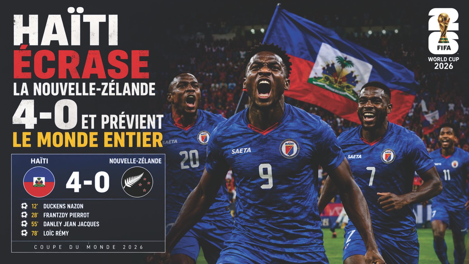 Coupe du Monde 2026 : Haïti Écrase la Nouvelle-Zélande 4-0